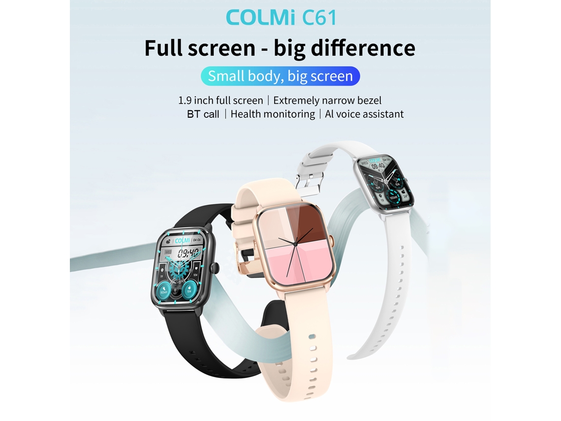 Pulsera inteligente Colmi C61 de tejido IPS de 1,9 pulgadas... EOOCOO (Reloj deportivo para monitorización de la salud)