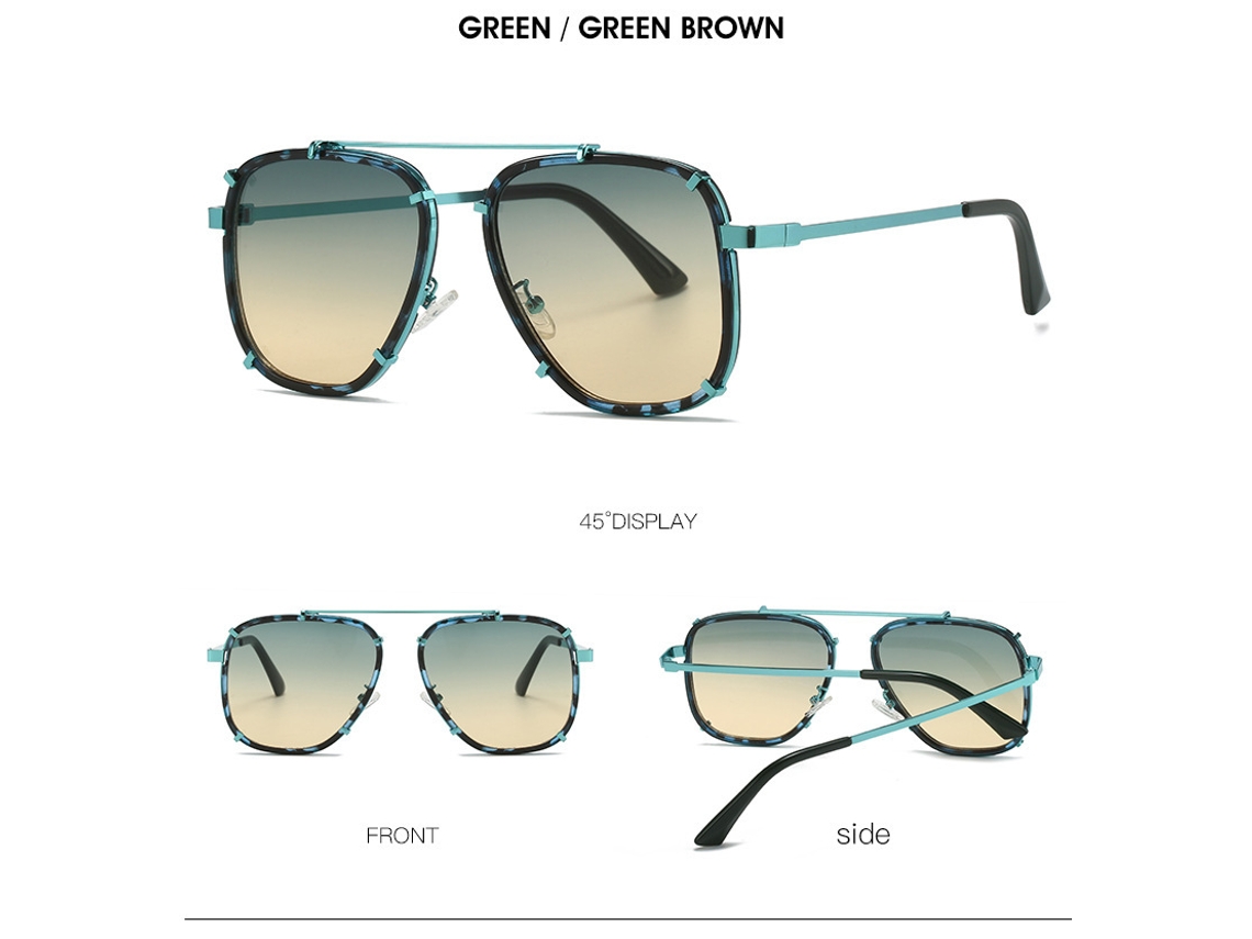 Gafas De Sol De Gran Tamaño Para Mujer, Tonos Degradados Retro Uv400, Gafas De Sol Punk Para Hombre, Verde Y Amarillo Chrui