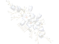 Peineta Decorativa Para Novia En Arcilla Polimérica Blanca Con Flores Y Accesorio De Boda.