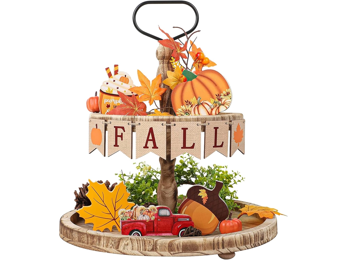 6 Piezas De Decoración De Bandejas Escalonadas Para Otoño Adornos De Mesa, Bandeja No Incluida