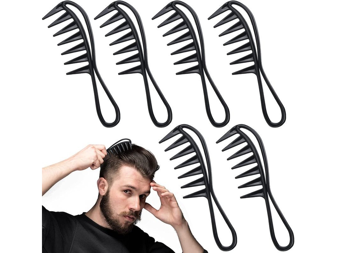Peine De Dientes Anchos, Paquete De 6, Negro, Peine Para Peinar, Peine Para Champú, Para Cabello Grueso, Mediano Y Largo.