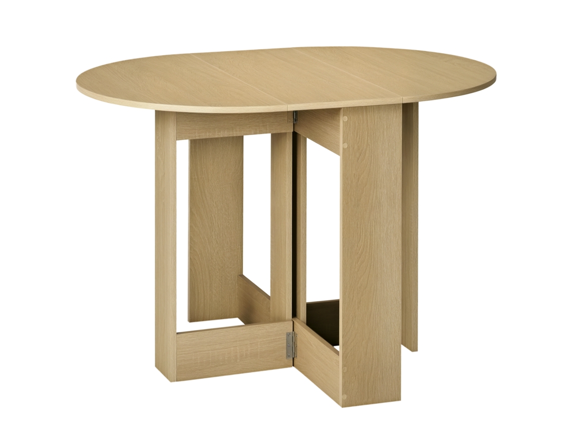 Mesa de comedor plegable con 2 extensiones, mesa ovalada extensible de madera de roble para cocina.