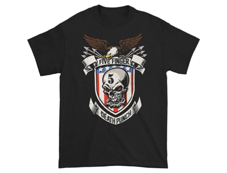 Camiseta ROCKINSTONE con escudo de rayas y estrellas de Five Finger Death Punch (Algodón - XL)