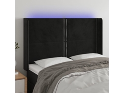Cabecero Con Led De Terciopelo Negro 147x16x118/128 Cm
