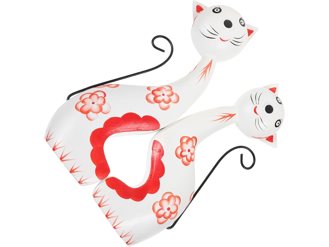 Adorno Madera Creativo Diseño Original Estampado Floral Elegante Figura Oficina Hogar Gato Azul