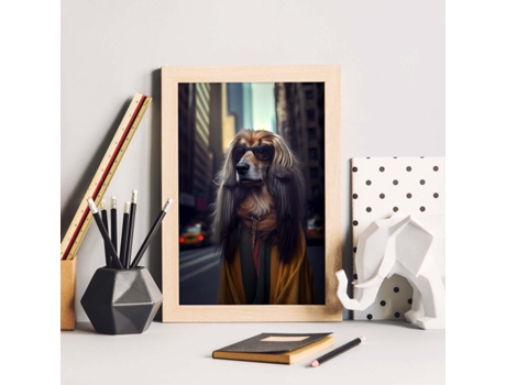 NACNIC Lámina Lebrel Afgano Responsable En Estilo Fotografía A Todo Color Divertidas Ilustraciones Realistas De Animales Con Ropa Humana