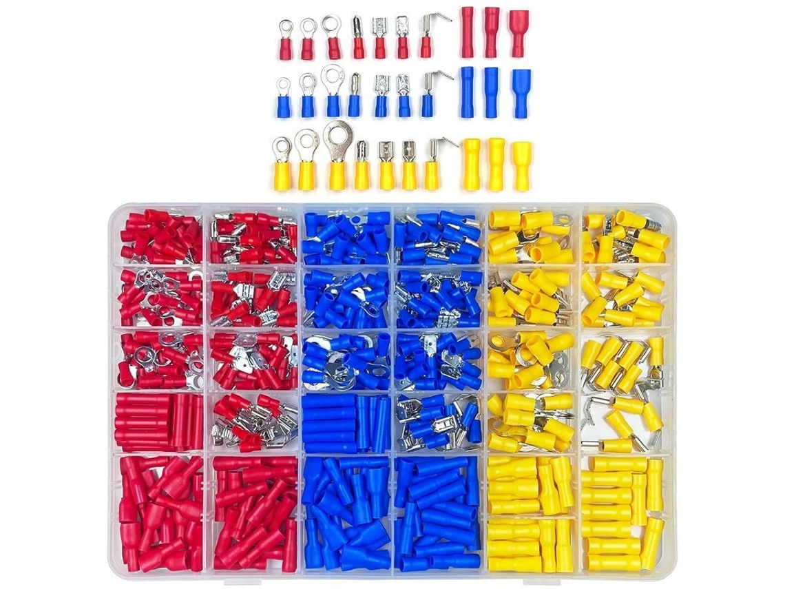 480 terminales de crimpado eléctrico, 30 conectores aislados con enchufes para cables.