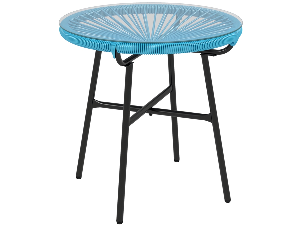 Mesa de centro redonda de ZENCORE SERVICES en resina, acabado metálico, Ø50x50 cm