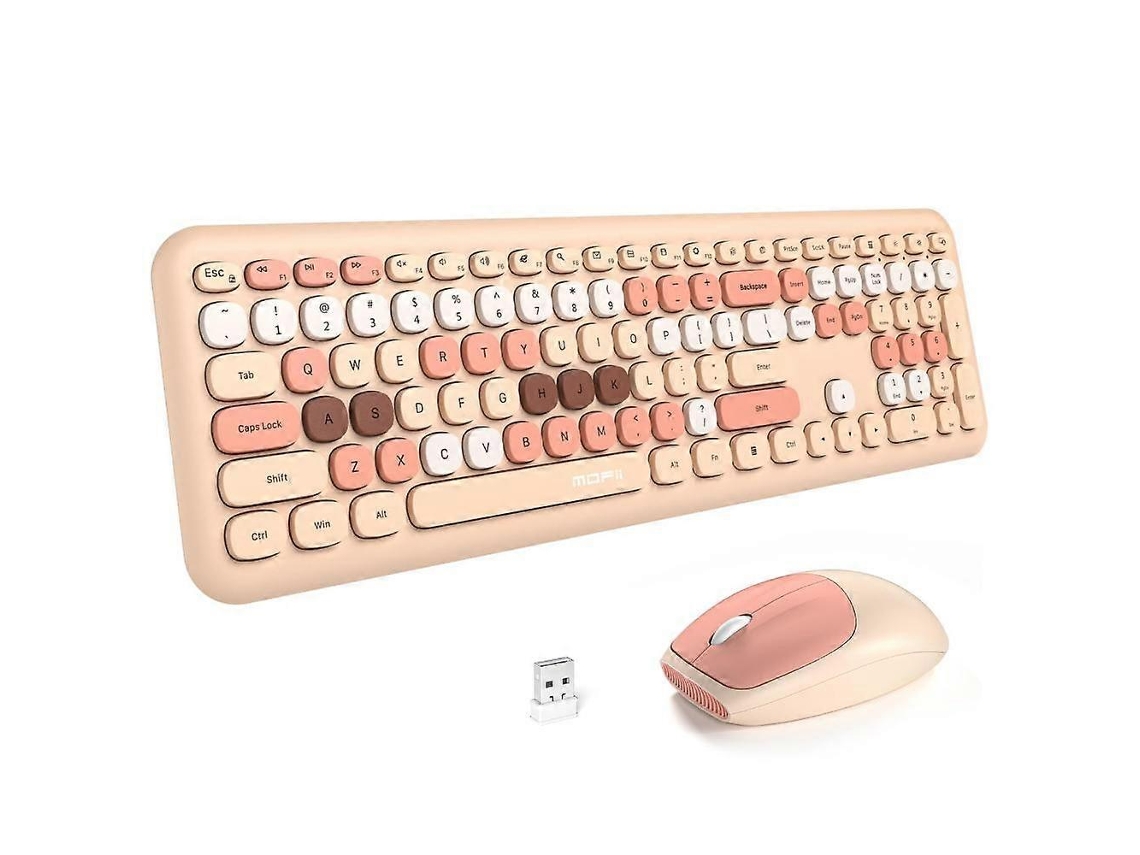 Conjunto de teclado y ratón Bluetooth, portátil, inalámbrico, diseño retro, teclados y teclados numéricos Everley891