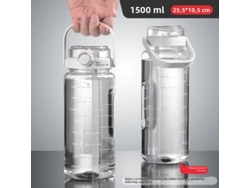 Botella deportiva de 1.5 L, sin BPA, a prueba de fugas, fabricada en plástico. Mdug (blanca)
