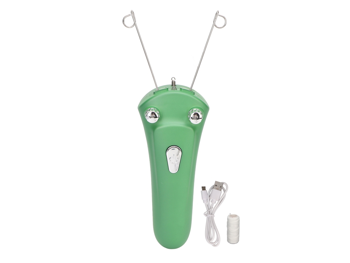 Depilador De Hilos De Algodón Para Rostro Recargable Usb Con Luz Led Eléctrico Verde 500mah