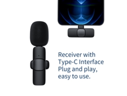 Micrófono De Solapa Inalámbrico Omnidireccional Con Reducción De Ruido Y Conectividad Usb Tipo C Para Videoblogs Y Transmisiones En Vivo De Android.