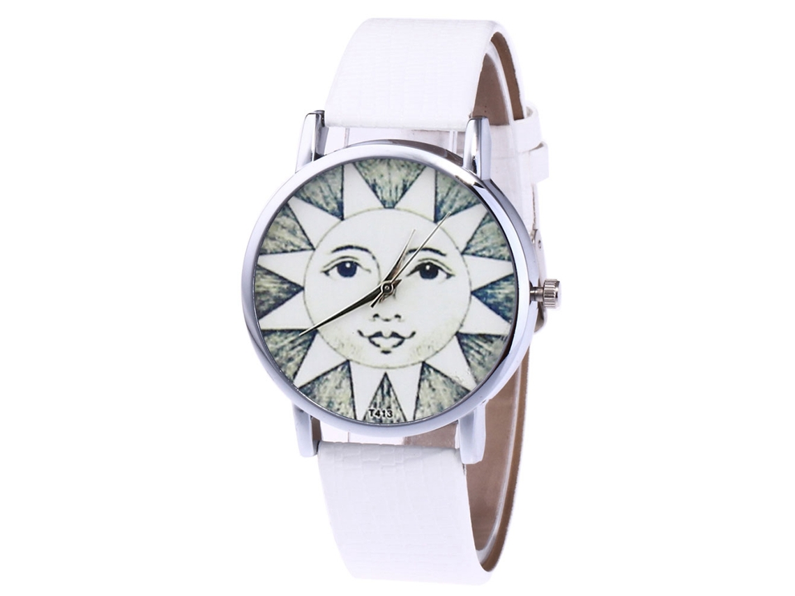 Reloj De Pulsera De Cuarzo Unisex Con Correa De Cuero Pu Zhoulianfa (blanco)