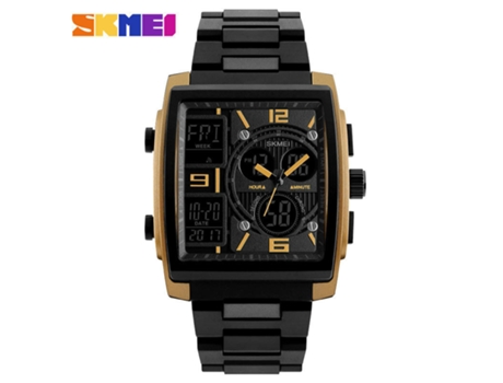 Reloj deportivo digital para hombre, reloj de pulsera analógico cuadrado LED con cronómetro resistente al agua, dorado LUUCOZK