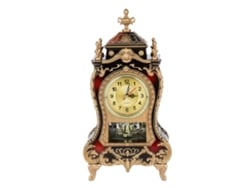 Rebe - Relógio de mesa de plástico estilo vintage antigo para casa e hotel com alarme, vermelho escuro