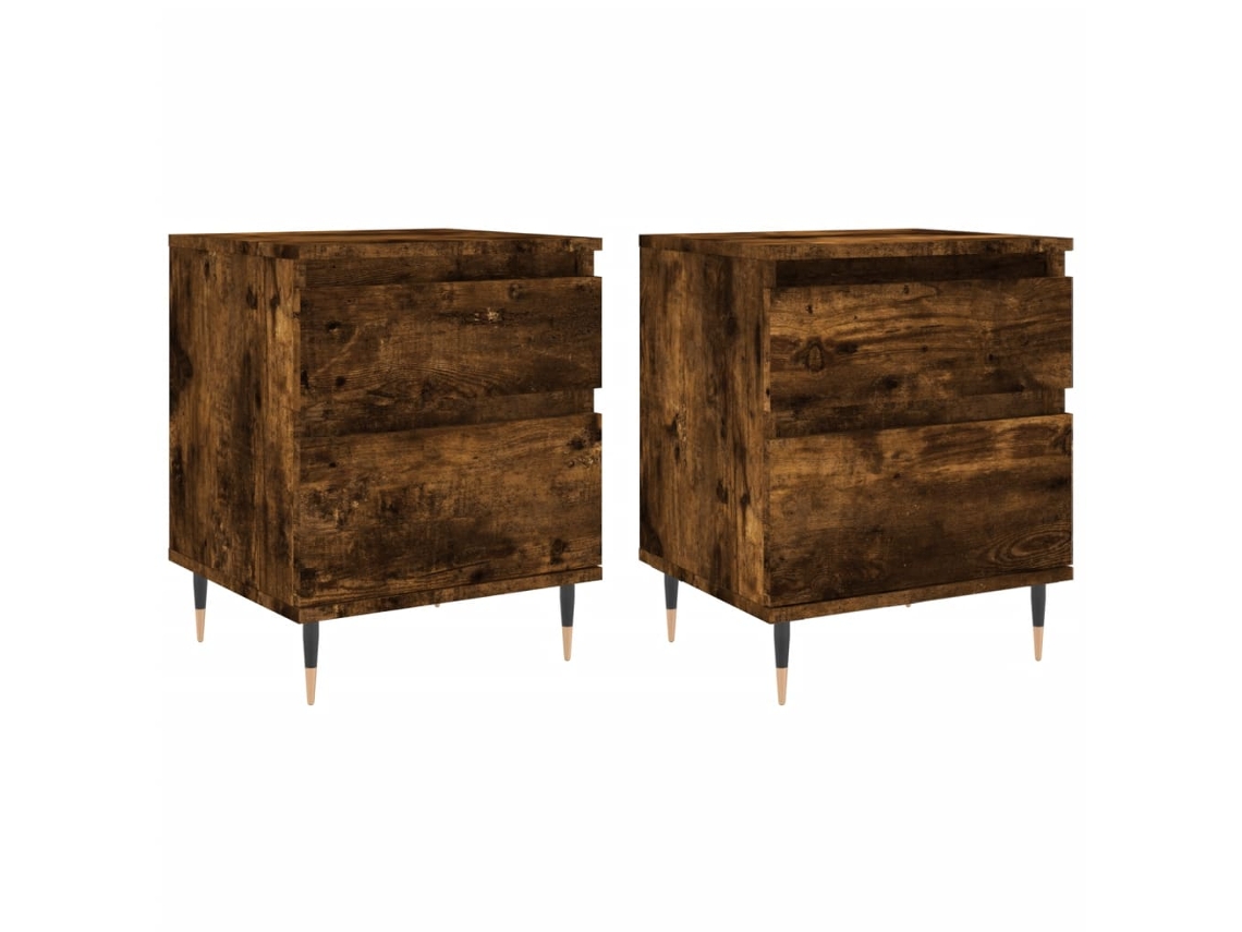 Maison Exclusive - Mesitas Noche 2 Uds Madera Ingeniería Roble Ahumado 40x35x50 Cm