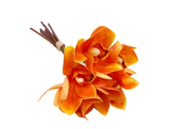 Baok - Decoración de orquídeas artificiales, 6 tallos, flores de seda impresas en 3D con alambre de hierro para bodas y fiestas - Naranja