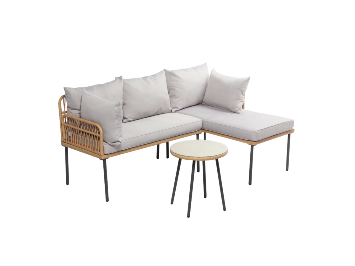 Conjunto de muebles de jardín esquinero de 3 plazas efecto ratán LECCE CONCEPT U