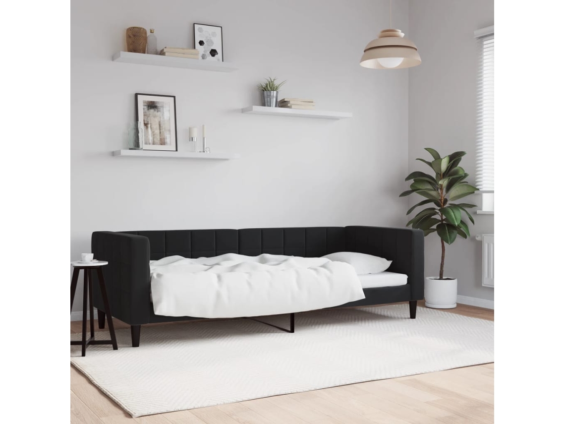 Sofá Cama Sin Colchón Terciopelo Negro 80x200 Cm