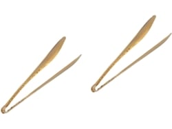 Pinzas de cocina: Fabricadas en acero inoxidable, duraderas y resistentes. Pinzas para freír con diseño en zigzag.