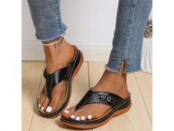 2026-sandalias Ortopédicas Para Mujer Con Suela Ergonómica Zuecos Wedge Para Playa Y Ocasiones Casuales 35 Negro