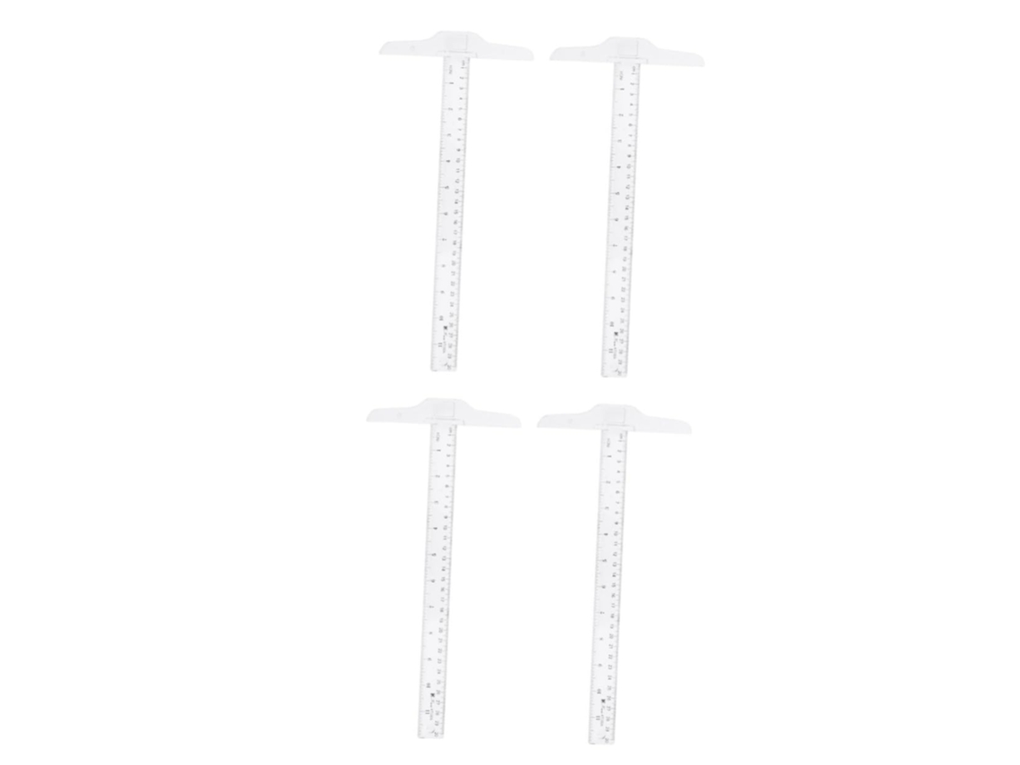 Conjunto De 4 Réguas De Plástico Com Escala Dupla, Ferramenta De Medição Para Desenho E