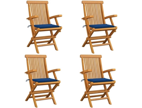 Conjunto 4 Silla de exterior VIDAXL Azul Teca (55x60x89 cm)