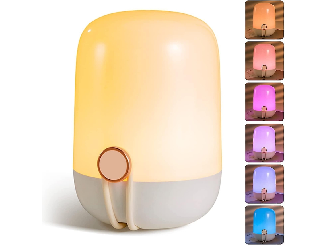 Luz Noturna Led Usb Recarregável Lâmpada de Cabeceira 7 Cores Rgb Lâmpada de Mesa 