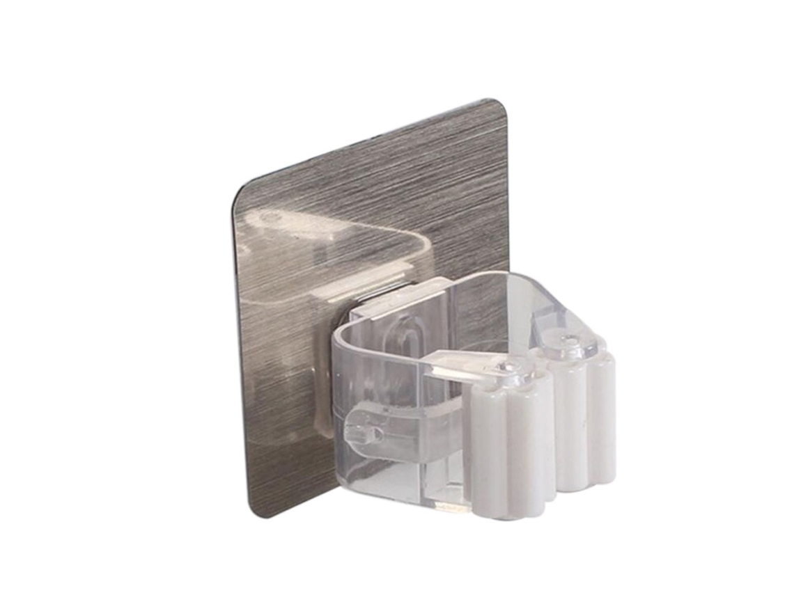 Soporte para fregona con pinza para baño, soporte para fregona y cepillo, práctico organizador de baño
