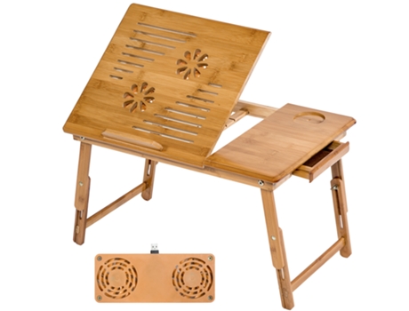 Mesa De Bambú Para Portátil TECTAKE (Marrón - Madera - 55 X 35 X 26 cm)