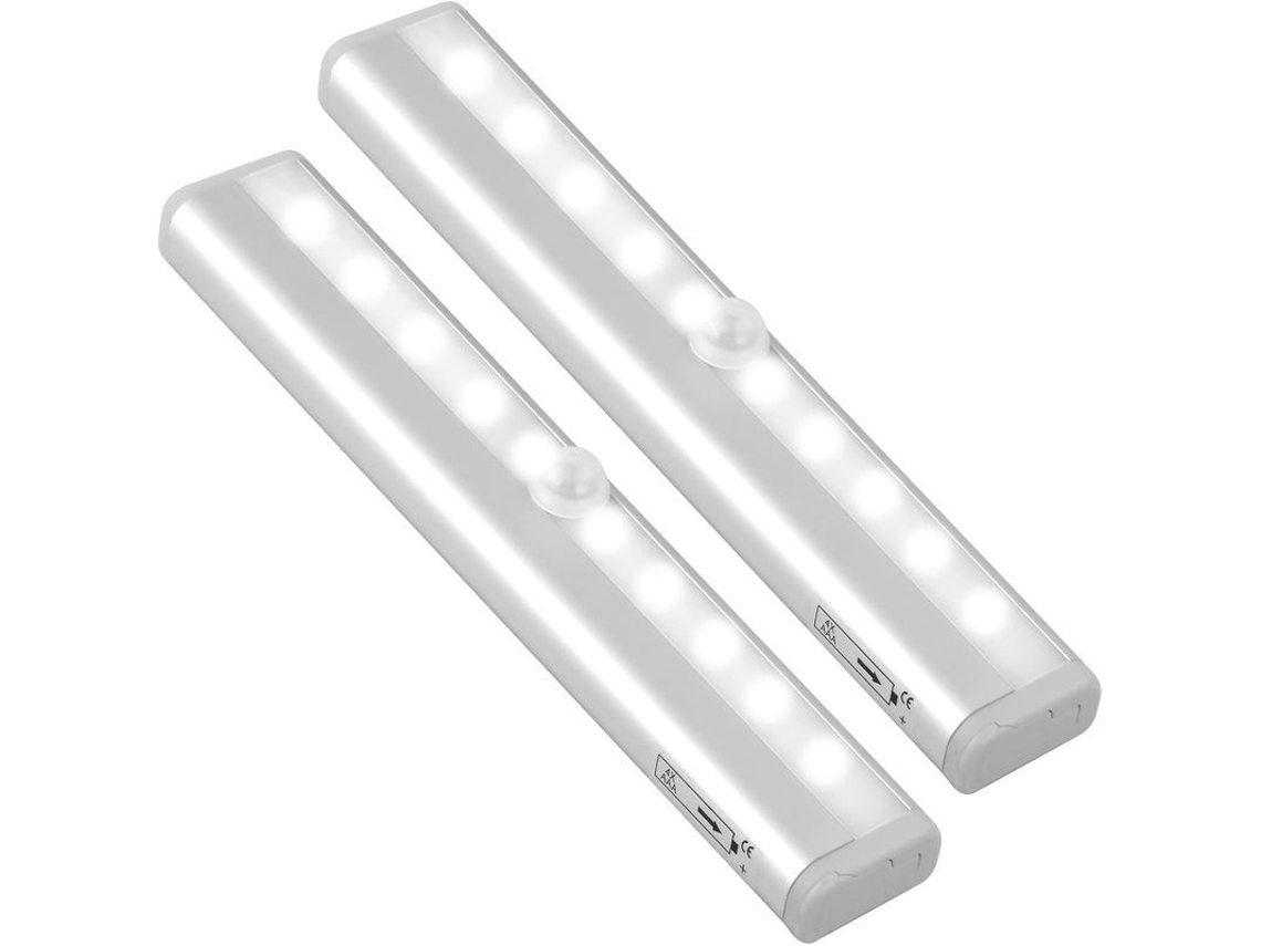 2 Luces Led Para Armarios Con Sensor De Movimiento, 10 Led, Funcionan Con Pilas.