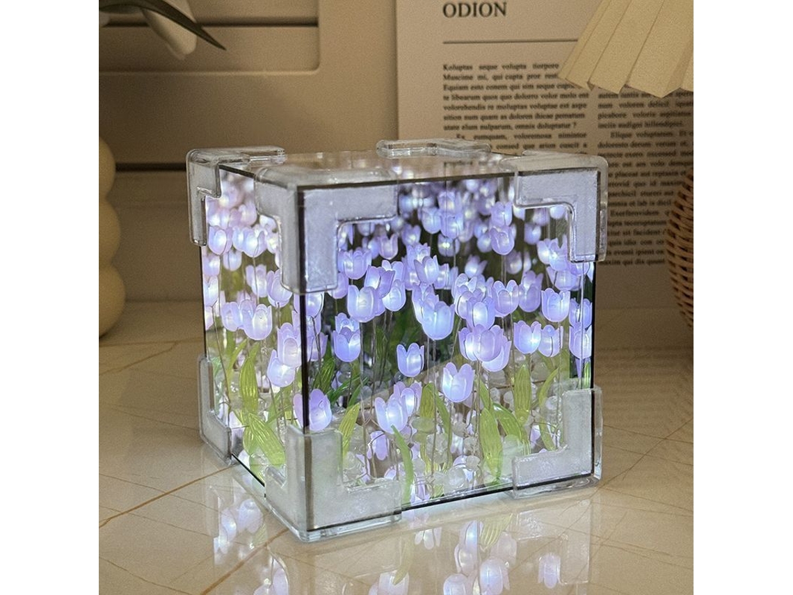 Lámpara de noche Tulip, lámpara de espejo LED Infinity de Eifson (morada)