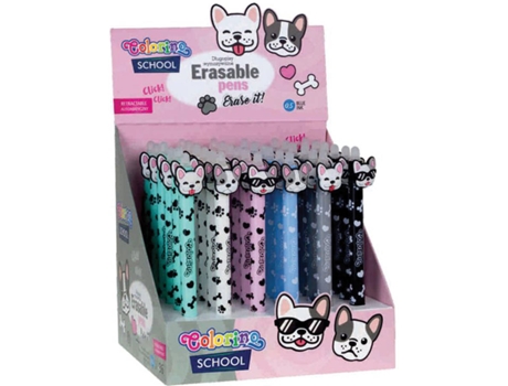 Bolígrafos COLORINO DIS-36 Plumas 0.5 Azul Borrable Bulldogs