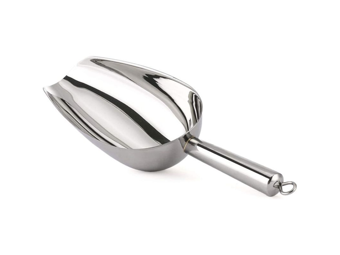 Cuchara para hielo Rebe de acero inoxidable, para hielo, alimentos y dulces, 20 cm, duradera y versátil para la cocina, el bar y las fiestas.