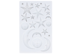 Molde de silicona para fondant Estrella Luna Cara, resistente al calor y reutilizable.