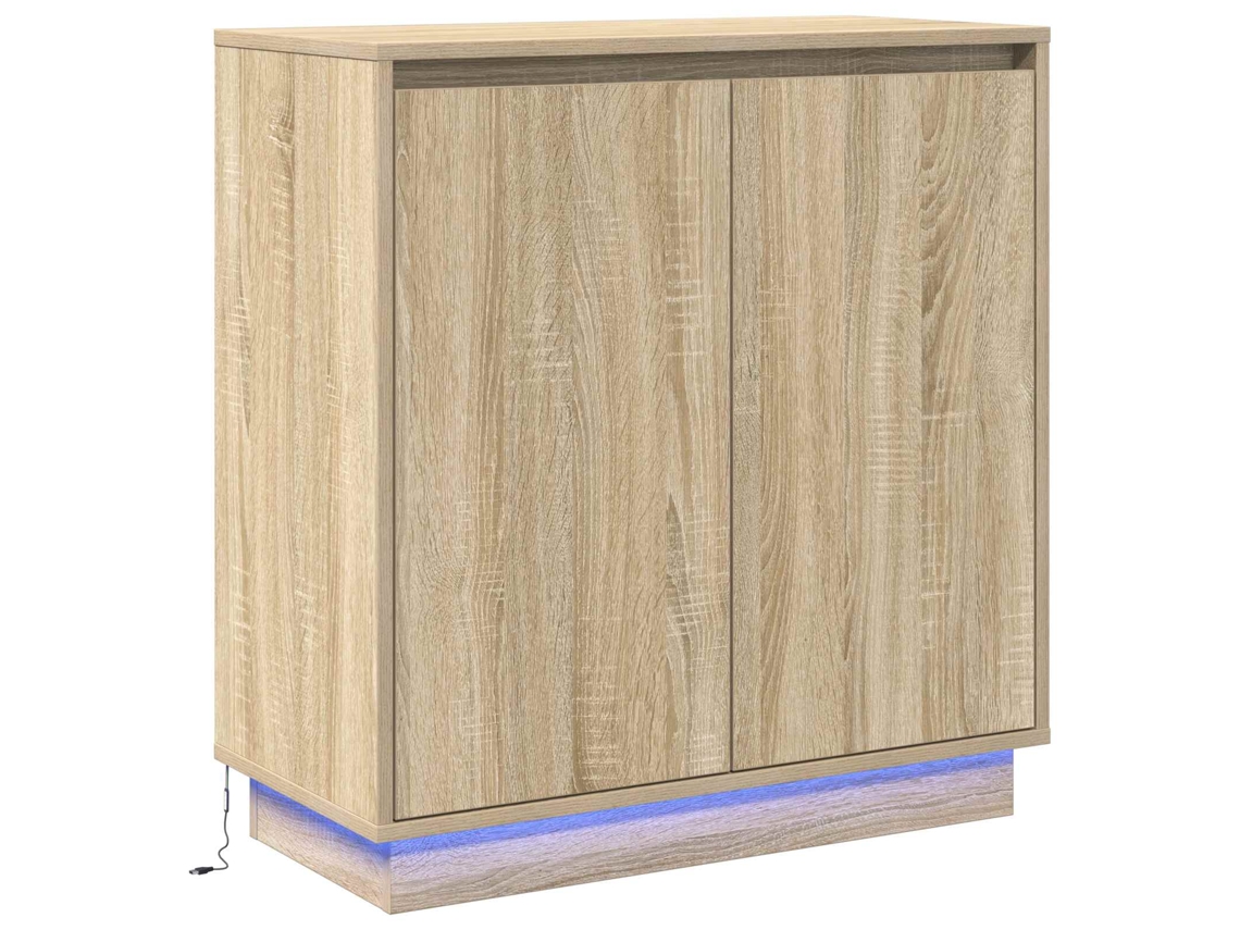 Aparador | Vitrina buffet con iluminación LED y estante, roble Sonoma, 71 x 34,5 x 75 cm