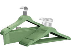COM-FORT HOUSE | Percha de Resina | Percha para Ropa | Color Verde | Percha Resina Resistente | con Muescas Antideslizantes | 45cm | Pack 48 Unidades |
