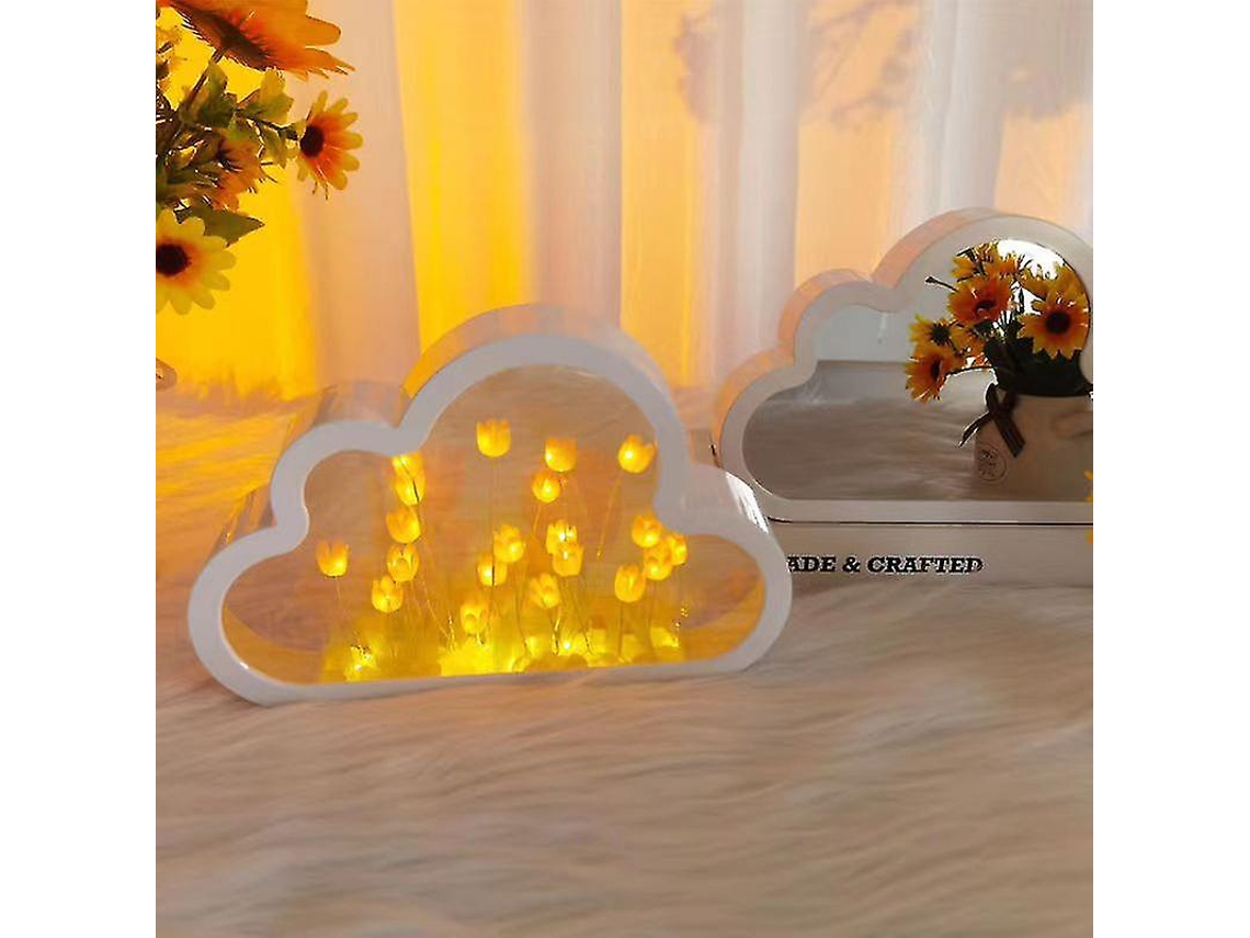 Omni-luz Nocturna De Tulipán Diy Con Espejo Nube Iluminación Suave Decoración Romántica Para Dormitorio Regalo De Cumpleaños A Rosa