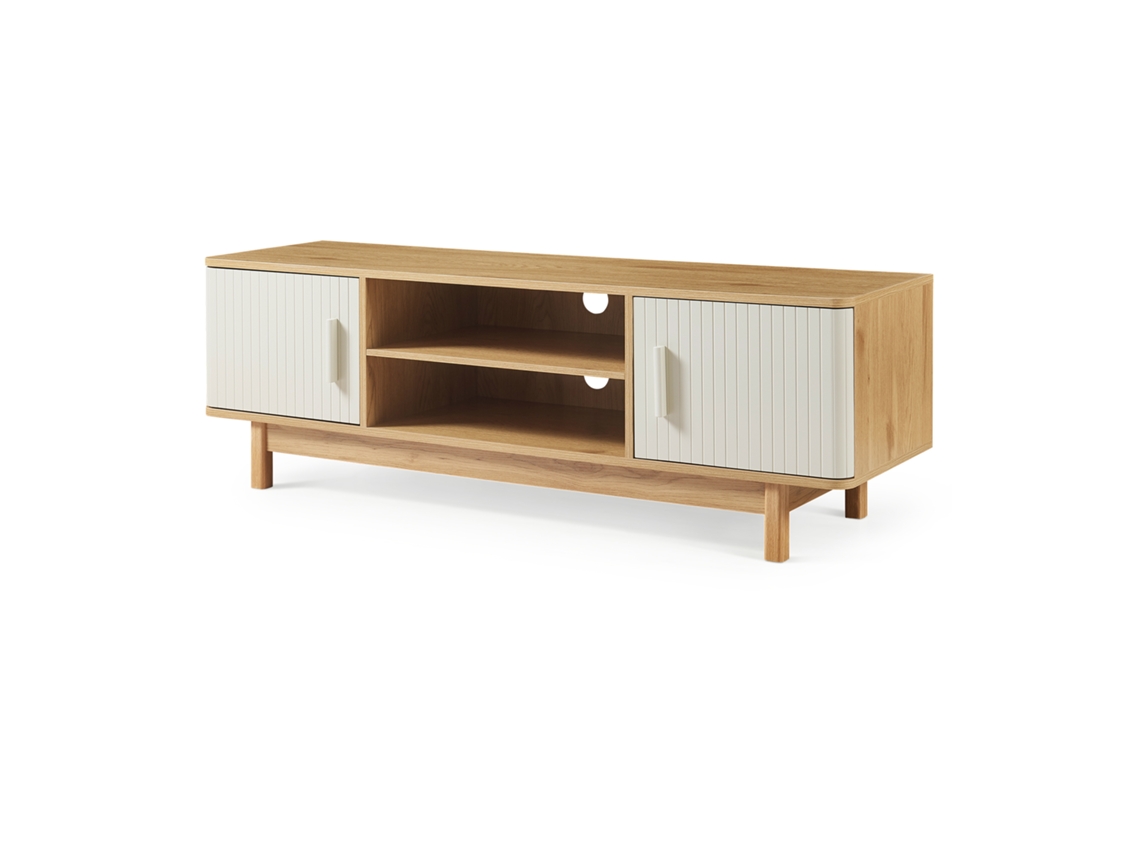 Mueble de TV Ferrersp de 2 puertas MDF 140x40x45 cm Roble/Arena [EN.CASA]