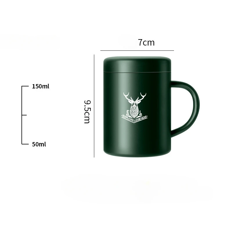 (verde 150 Ml) Taza De Café Isotérmica Con Tapa, Acero Inoxidable 304, Resistente A Caídas.