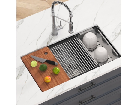 VEVOR Fregadero encastrable bajo encimera de acero inoxidable 1 seno 81x48x23 cm