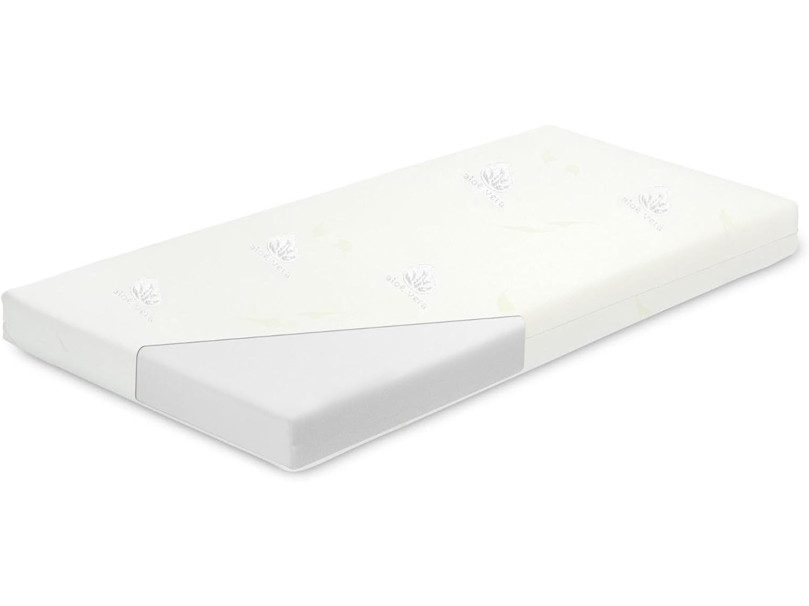 Colchón para Cuna portatil de 60x120x9cm Infantil Niños, Niñas Forro con Cremallera Aloe Vera COSHANO