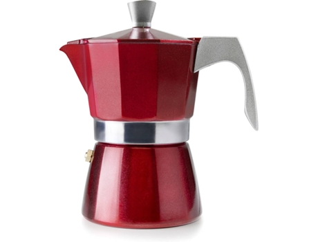 Cafetera IBIILI Evva Rojo (2 Tazas - Aluminio y Acero Inoxidable)