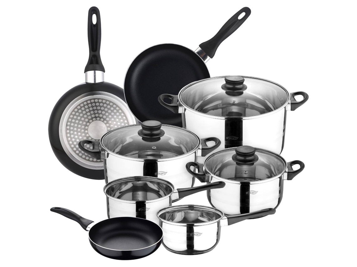 Set de 3 sartenes aluminioBatería de cocina 8pzs acero inoxidable
