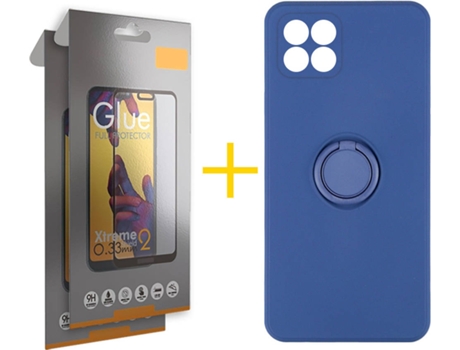 Carcasa + 2 Protectores de Pantalla para Huawei P40 Lite SKYHE Azul Oscuro