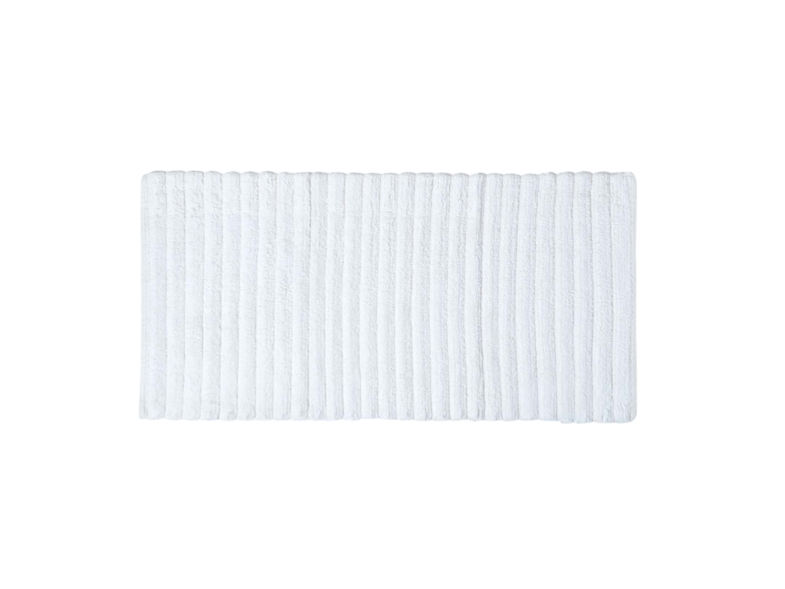 Homescapes Ribbed Cotton Spa Style White Bath Mat