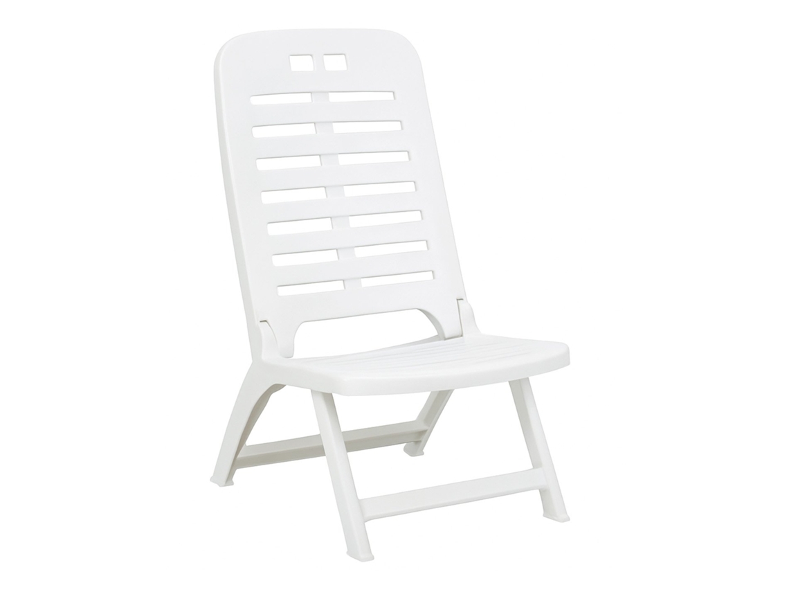 Silla Playa De Plático – Silla Plegable Con Asas Para Jardín, Terraza, Camping O Playa Blanco Pack 2 Uds