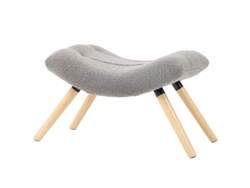 Taburete/otomana con tejido de lana bereber, tapizado, soporta hasta 120 kg, para salón y dormitorio, 67 x 45 x 38 cm, gris claro, BAGOLY