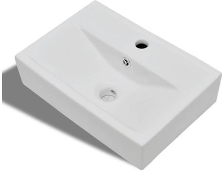 Lavabo VIDAxL Rectangular de Cerámica Hueco de Grifo/Desagüe Blanco