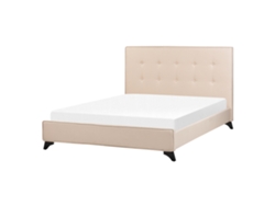 Cama con somier BELIANI Ambassador de Poliéster Beige 152x216x106